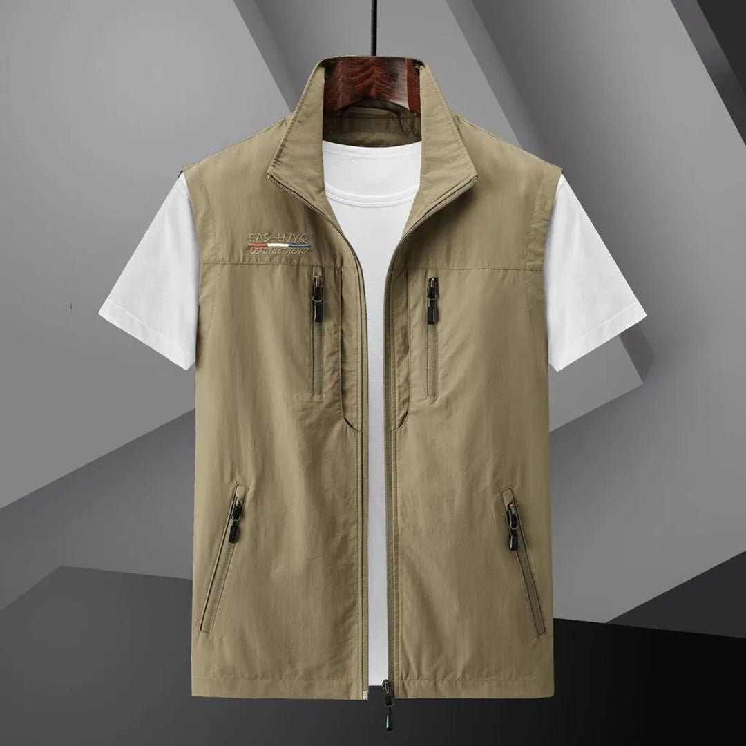 Herren Utility Weste mit Mehreren Taschen - Outdoor Sommer - Khaki