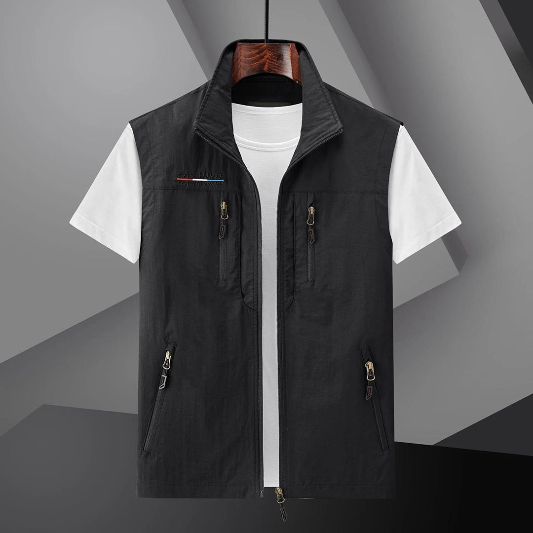 Herren Utility Weste mit Mehreren Taschen - Outdoor Sommer - Schwarz