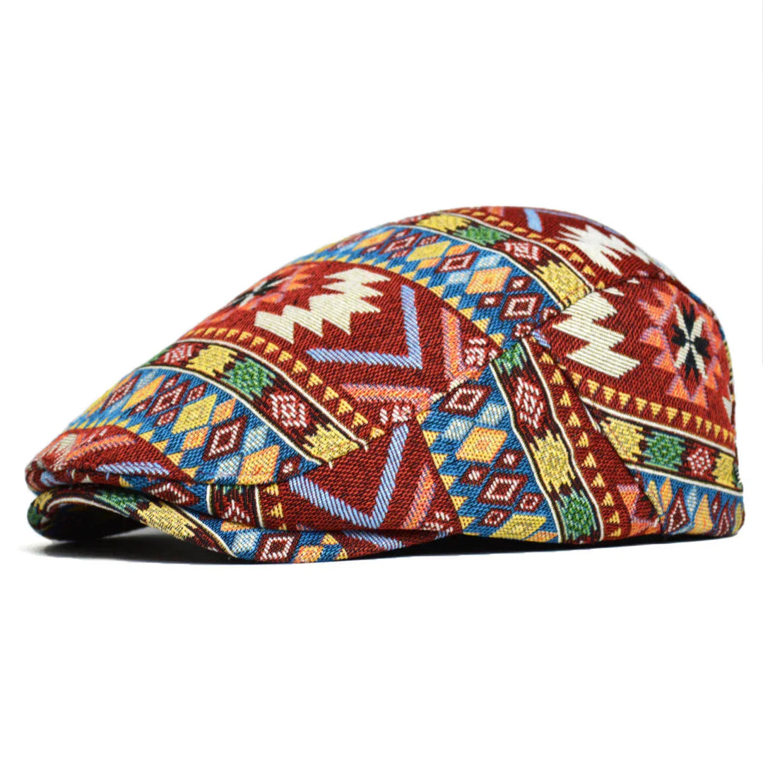 Herren Vintage Aztec Mütze - Farbenfrohe Baseballkappe - Rot