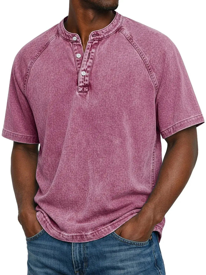 Herren Vintage Hemd mit Knöpfen - Klassische Passform - Rosa
