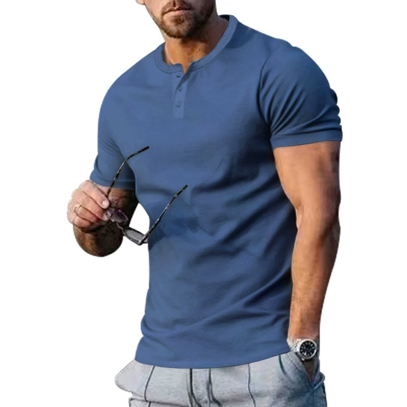 Herren Vintage-Hemd mit Knöpfen - Klassischer Schnitt - Blau