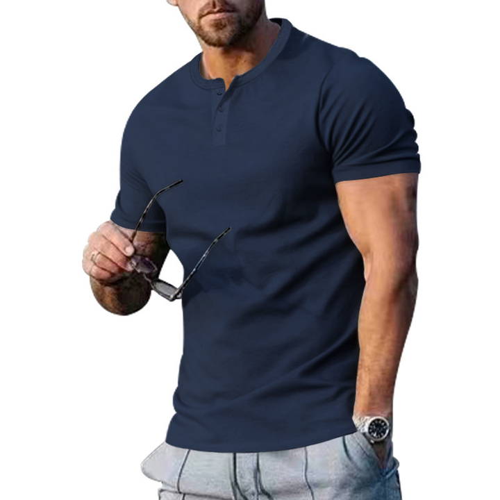 Herren Vintage-Hemd mit Knöpfen - Klassischer Schnitt - Marineblau