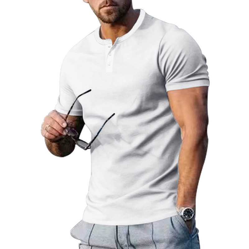 Herren Vintage-Hemd mit Knöpfen - Klassischer Schnitt - Weiß