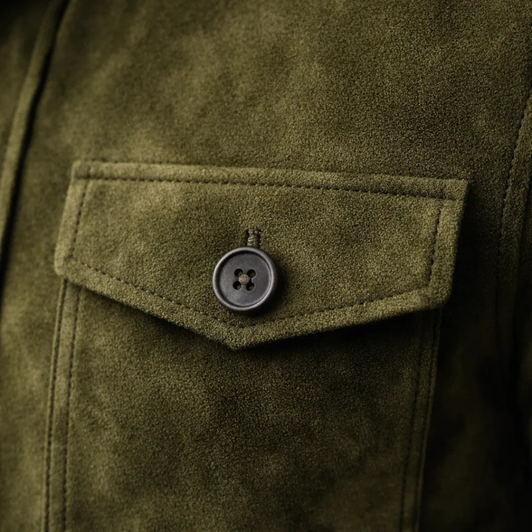 Herren Wildleder Jacke mit Brusttaschen - Klassischer Schnitt