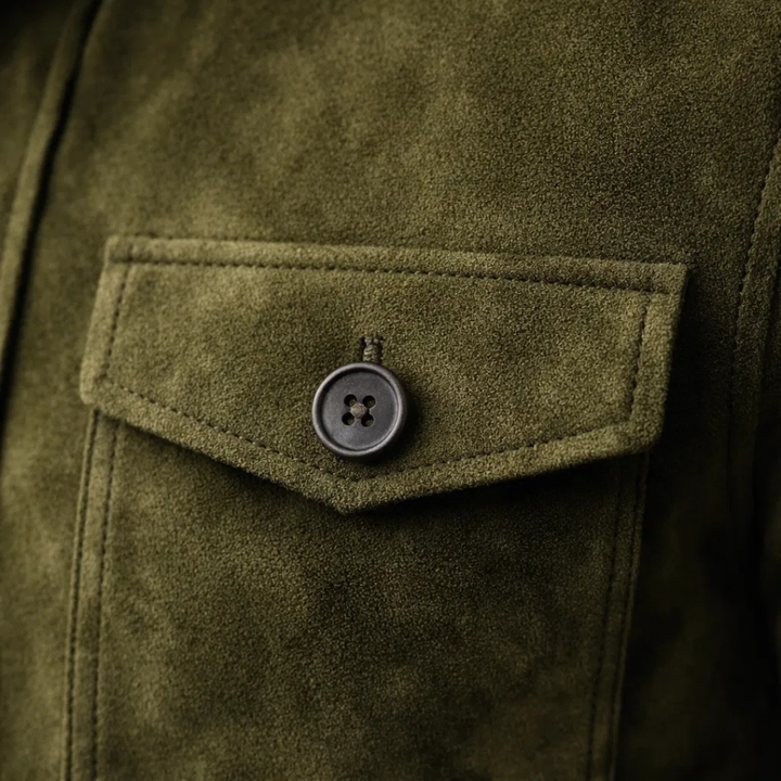Herren Wildleder Jacke mit Brusttaschen - Klassischer Schnitt