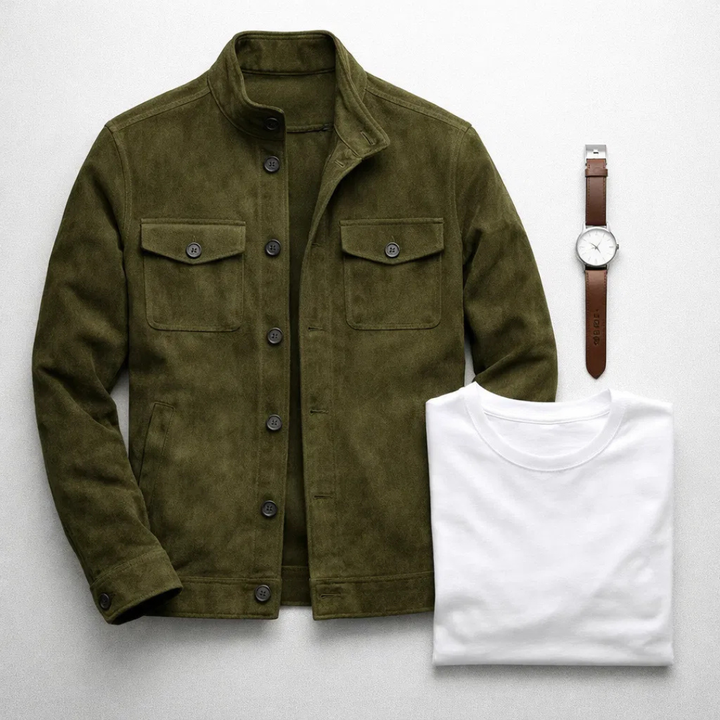 Herren Wildleder Jacke mit Brusttaschen - Klassischer Schnitt