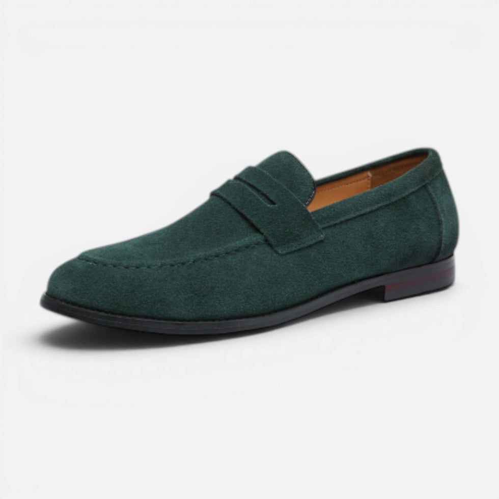 Herren Wildleder Loafer - eleganter Slip-on Schuh - Grün