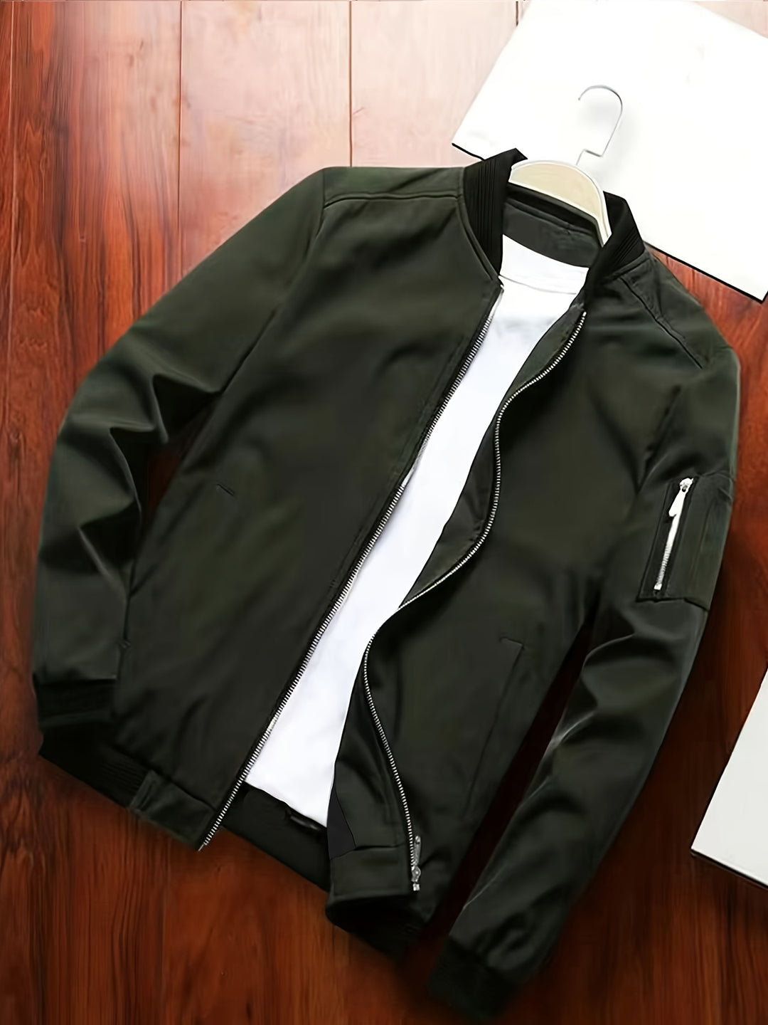Herren Windjacke | Leichte Bomberjacke | Mehrere Taschen & Reißverschluss | Polyester & Lässiger Stil