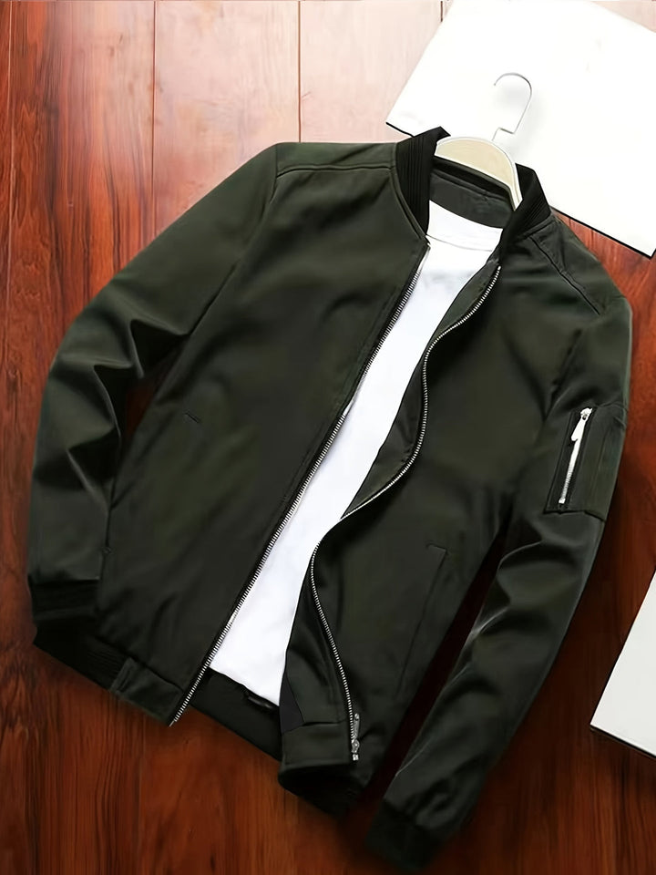 Herren Windjacke | Leichte Bomberjacke | Mehrere Taschen & Reißverschluss | Polyester & Lässiger Stil
