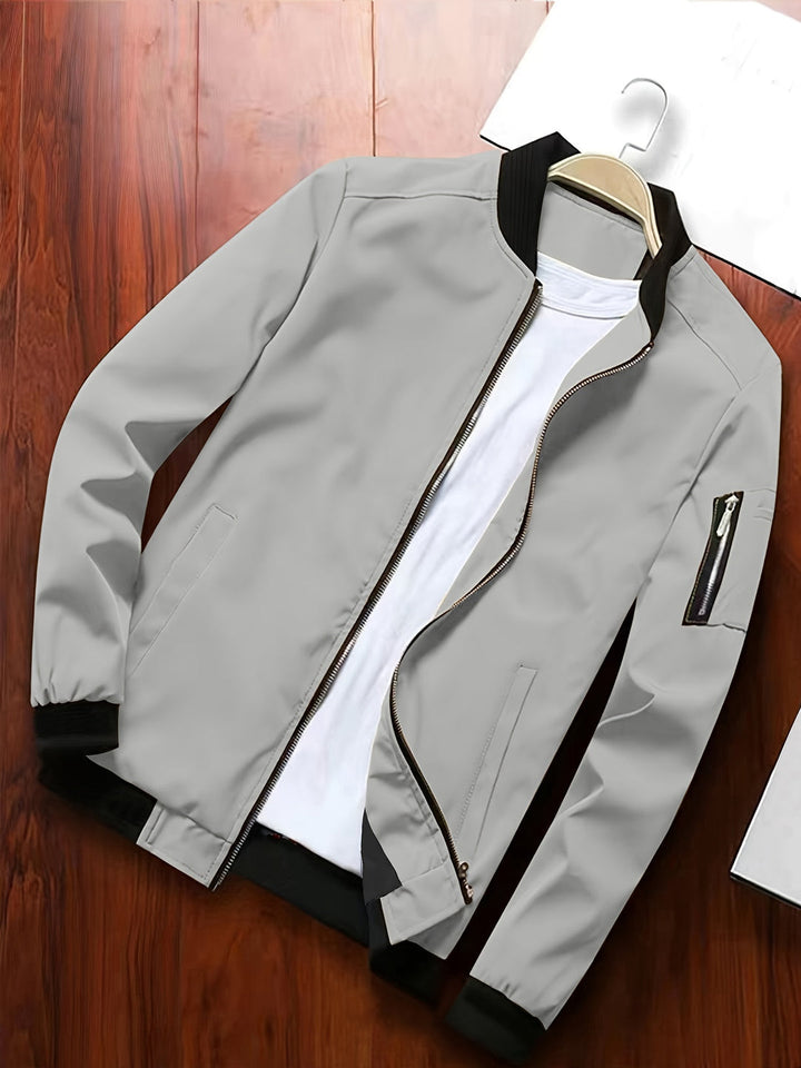 Herren Windjacke | Leichte Bomberjacke | Mehrere Taschen & Reißverschluss | Polyester & Lässiger Stil