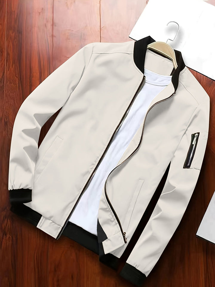 Herren Windjacke | Leichte Bomberjacke | Mehrere Taschen & Reißverschluss | Polyester & Lässiger Stil