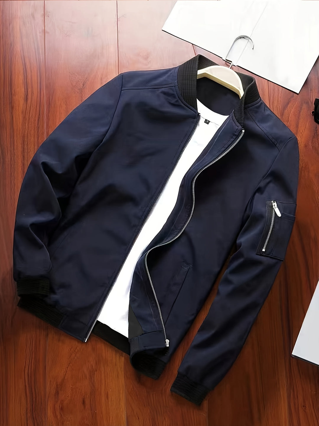 Herren Windjacke | Leichte Bomberjacke | Mehrere Taschen & Reißverschluss | Polyester & Lässiger Stil
