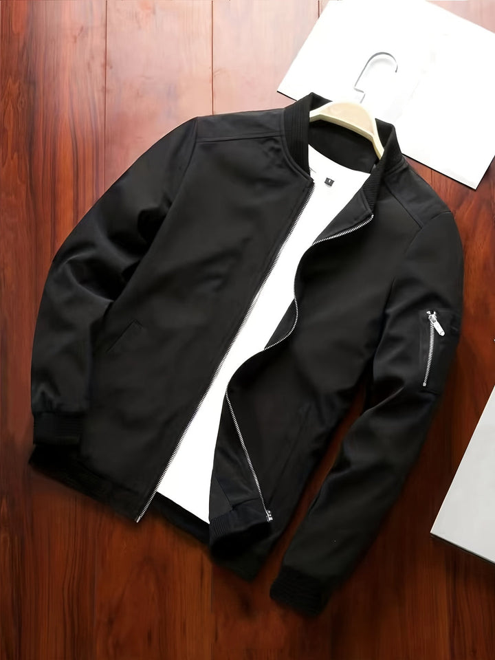 Herren Windjacke | Leichte Bomberjacke | Mehrere Taschen & Reißverschluss | Polyester & Lässiger Stil