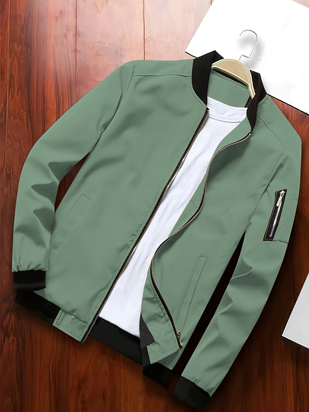Herren Windjacke | Leichte Bomberjacke | Mehrere Taschen & Reißverschluss | Polyester & Lässiger Stil