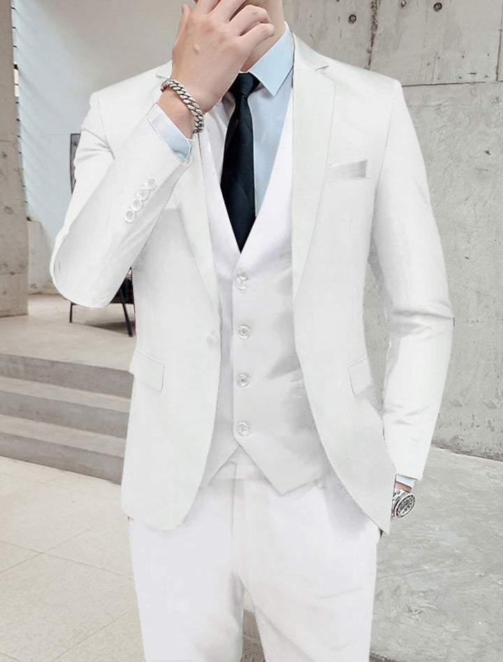 Herren Zweireiher Anzug mit Weste - Klassisch elegant - Weiß