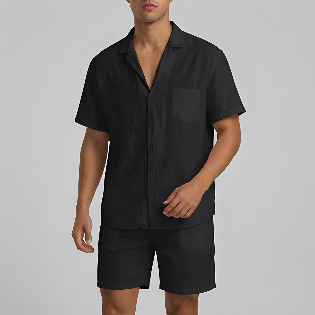 Herren Zweiteiler Set - Moderner Alltags-Look - Schwarz