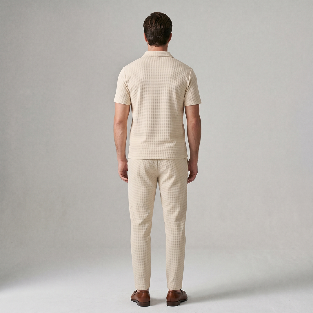 Herren Zweiteiler Set - Reißverschluss-Poloshirt und Hose