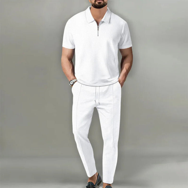 Herren Zweiteiler Set - Reißverschluss-Poloshirt und Hose