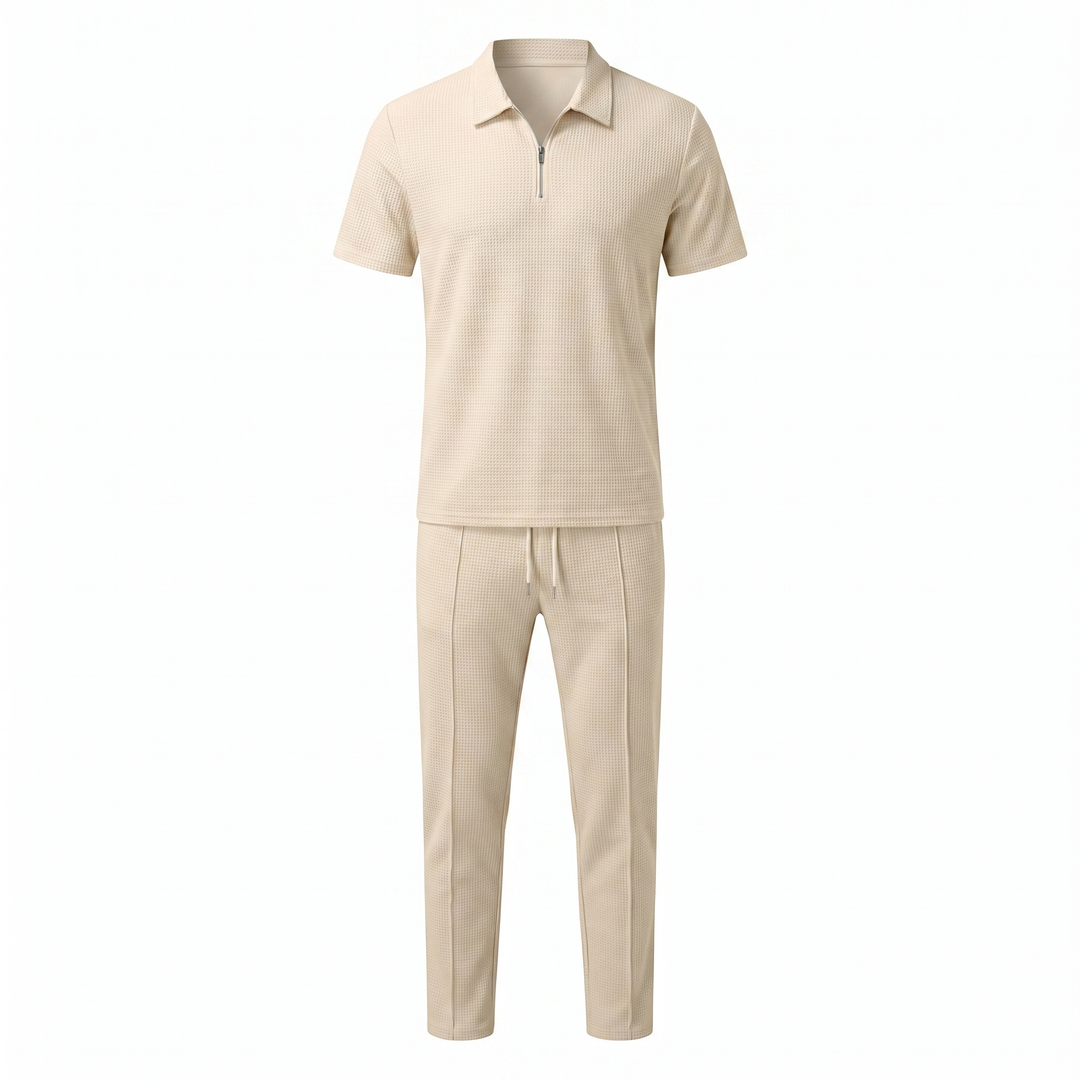 Herren Zweiteiler Set - Reißverschluss-Poloshirt und Hose