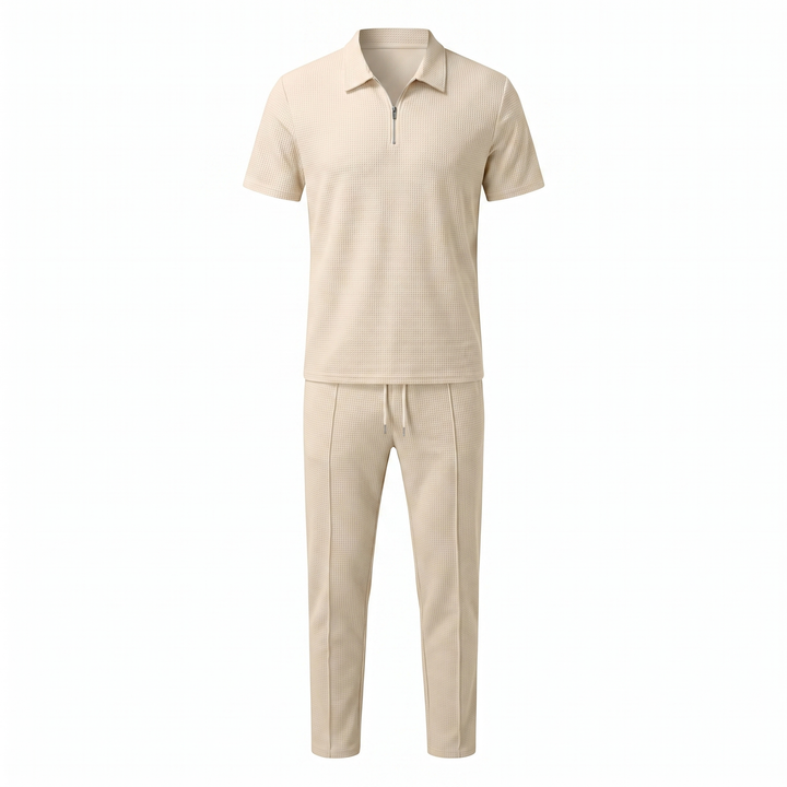 Herren Zweiteiler Set - Reißverschluss-Poloshirt und Hose