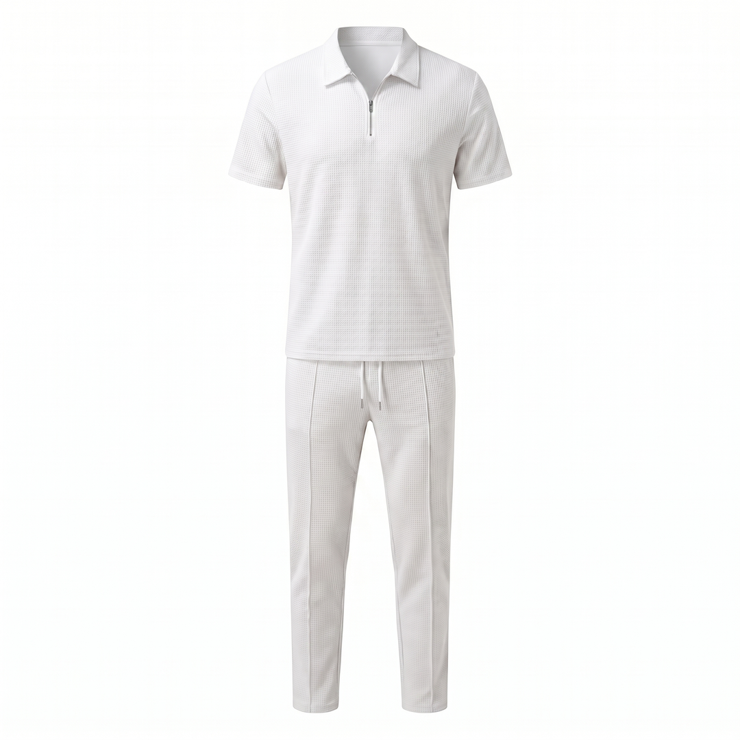 Herren Zweiteiler Set - Reißverschluss-Poloshirt und Hose