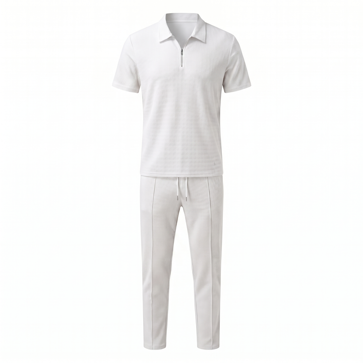 Herren Zweiteiler Set - Reißverschluss-Poloshirt und Hose