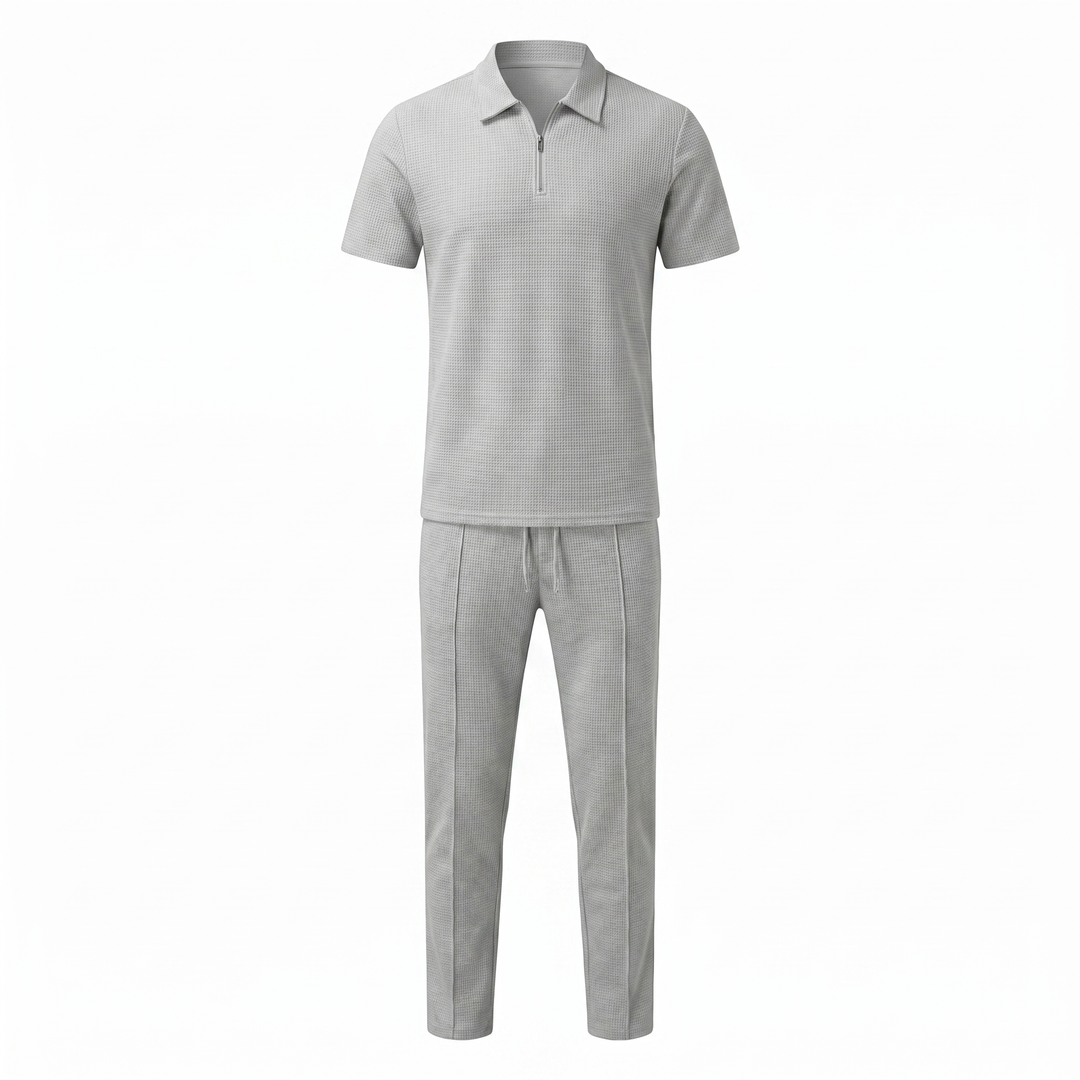 Herren Zweiteiler Set - Reißverschluss-Poloshirt und Hose