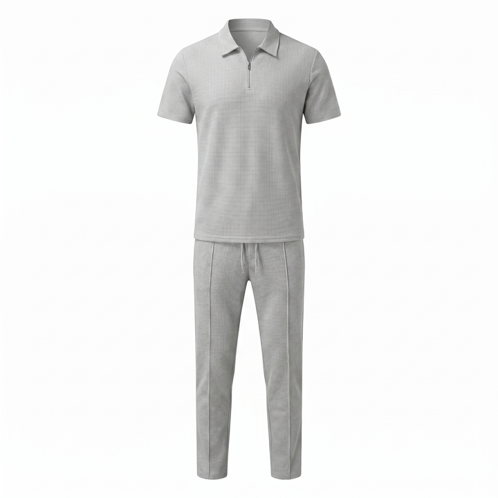 Herren Zweiteiler Set - Reißverschluss-Poloshirt und Hose