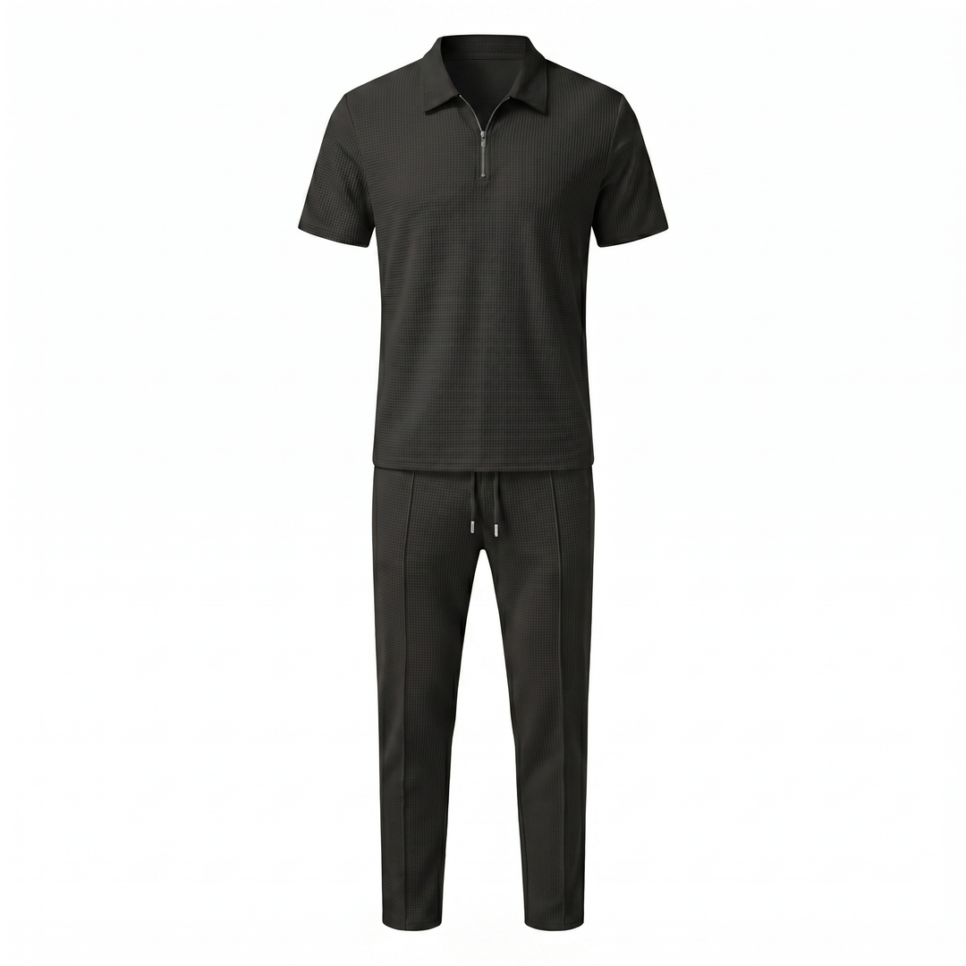 Herren Zweiteiler Set - Reißverschluss-Poloshirt und Hose