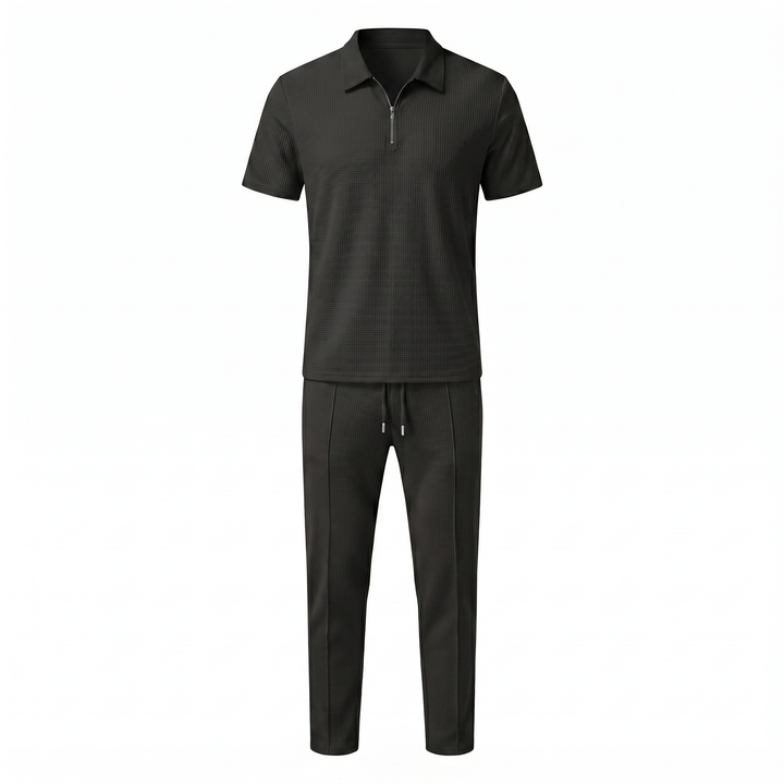 Herren Zweiteiler Set - Reißverschluss-Poloshirt und Hose