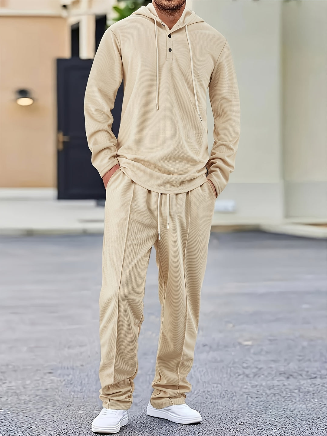 Herren Zweiteiliges Set | Kapuzen-Sweatshirt & Kordelzug-Hose | Lässig & Bequem | Frühling
