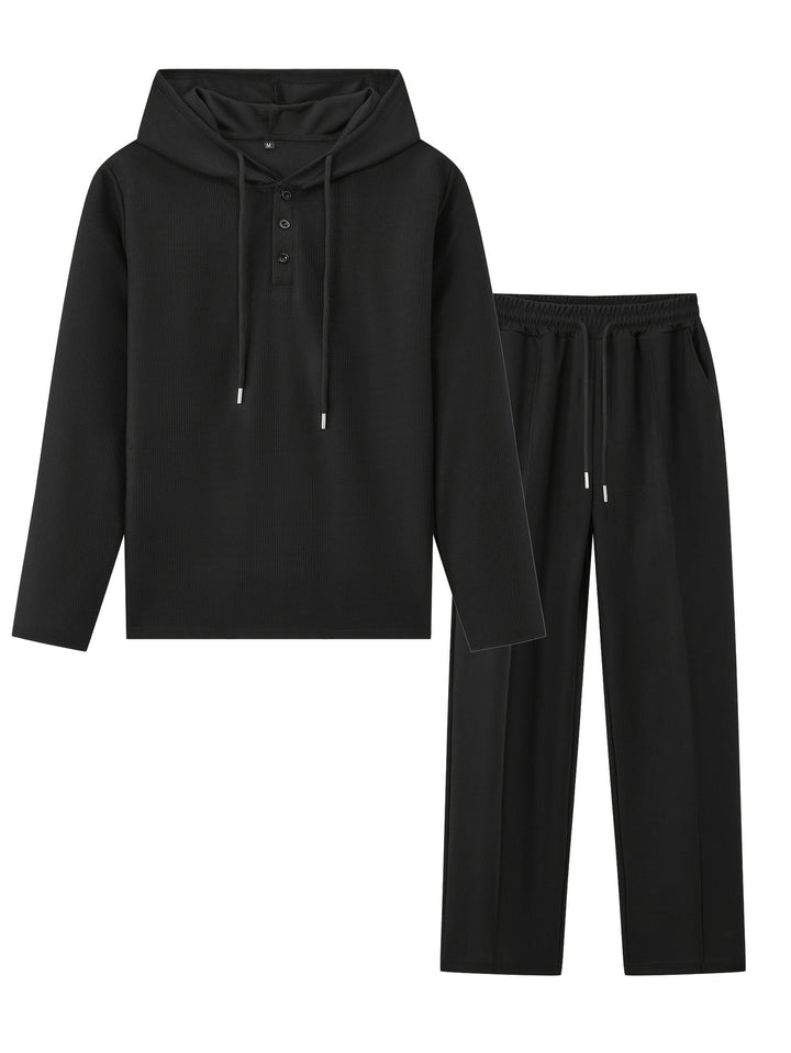 Herren Zweiteiliges Set | Kapuzen-Sweatshirt & Kordelzug-Hose | Lässig & Bequem | Frühling