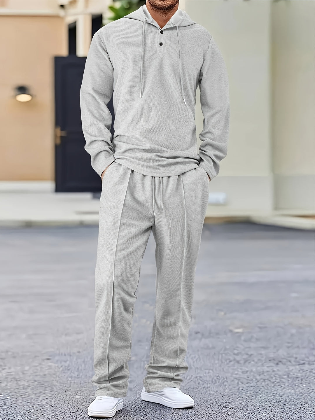 Herren Zweiteiliges Set | Kapuzen-Sweatshirt & Kordelzug-Hose | Lässig & Bequem | Frühling