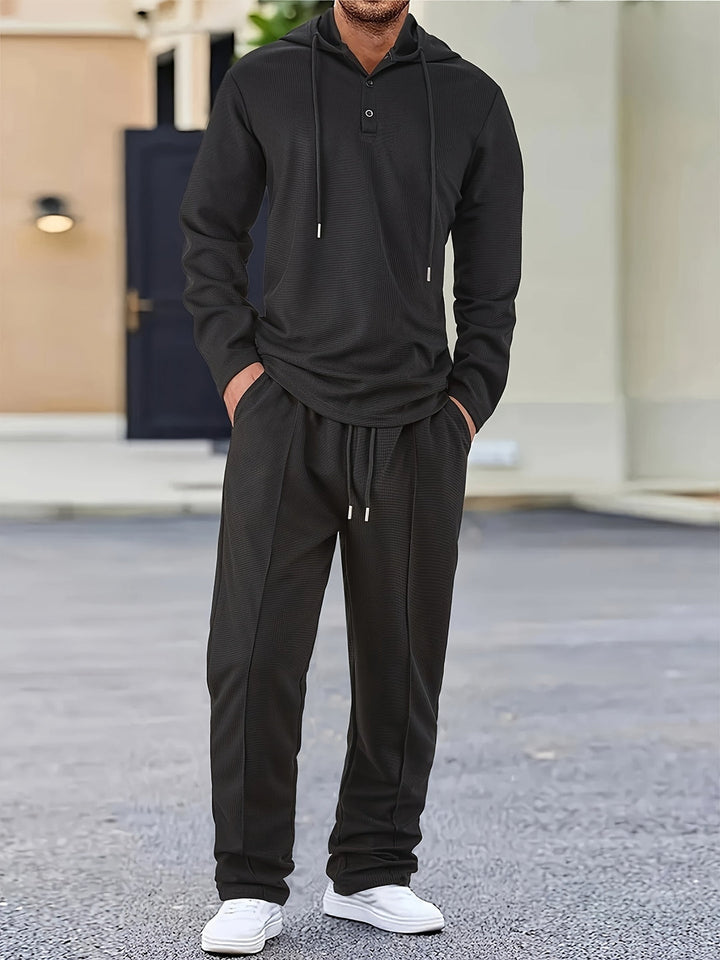 Herren Zweiteiliges Set | Kapuzen-Sweatshirt & Kordelzug-Hose | Lässig & Bequem | Frühling