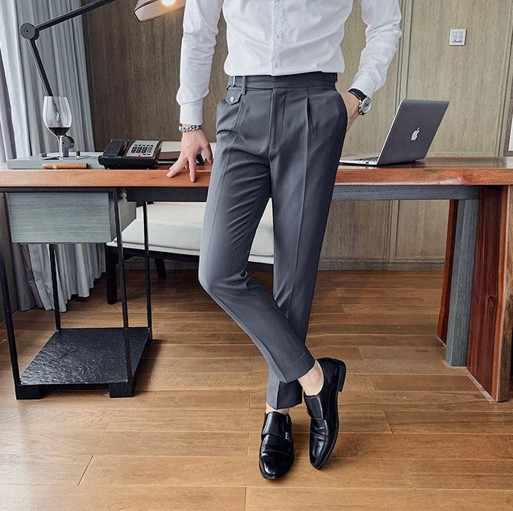 Herrenhose | Slim Fit | Smart Casual Englischer Stil | Einfarbig und Gerades Modell