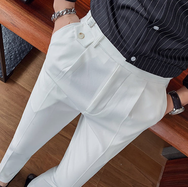 Herrenhose | Slim Fit | Smart Casual Englischer Stil | Einfarbig und Gerades Modell