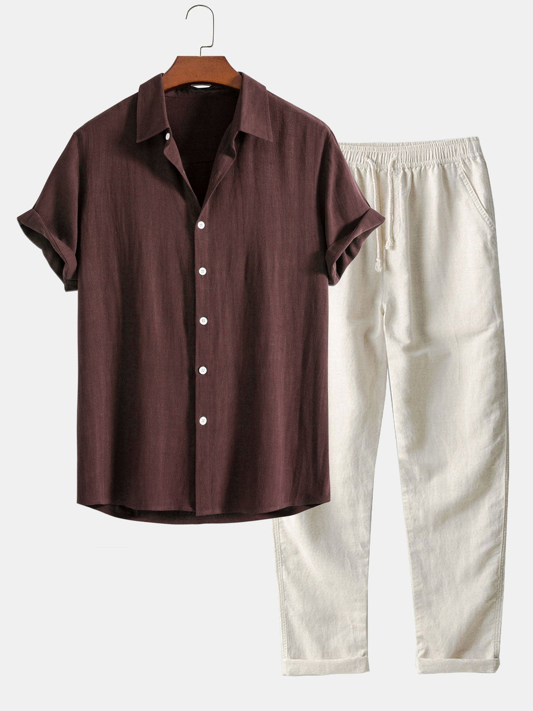 Leinen Hemd & Hose Set | Atmungsaktiv & Bequem | Sommerlicher Lässiger Look