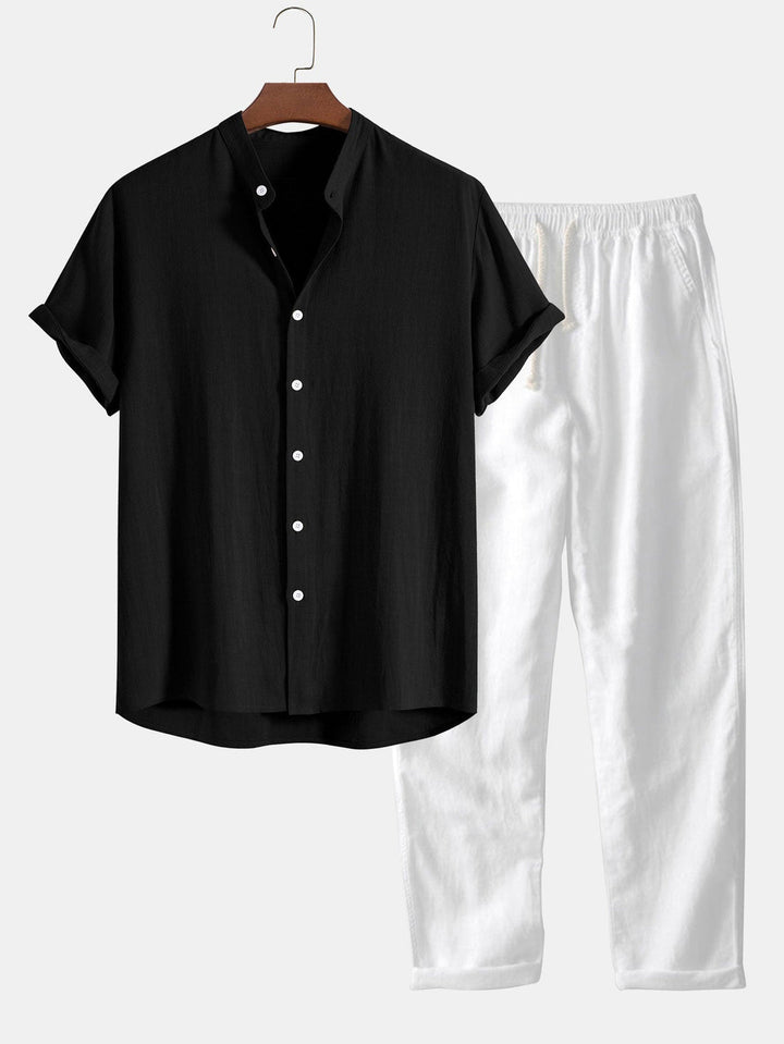 Leinen Hemd & Hose Set | Atmungsaktiv & Bequem | Sommerlicher Lässiger Look