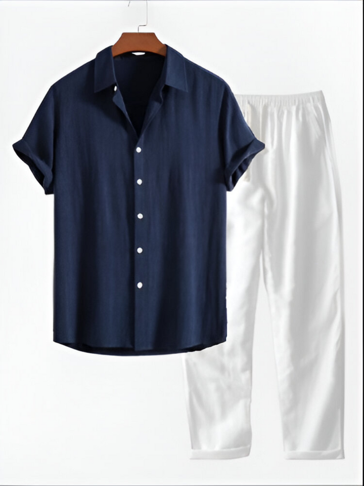 Leinen Hemd & Hose Set | Atmungsaktiv & Bequem | Sommerlicher Lässiger Look